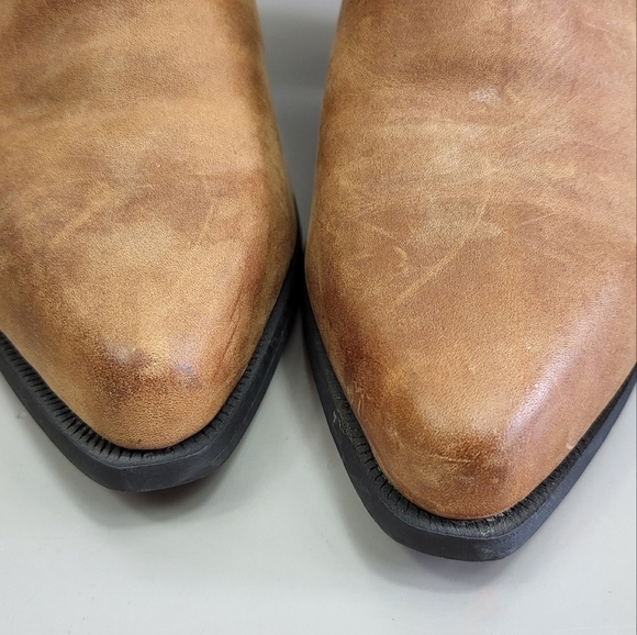Dingo Western Boho 90's Leather Buckle Ankle Cowgirl Heeled Booties Brown 7M - Picture 11 of 16